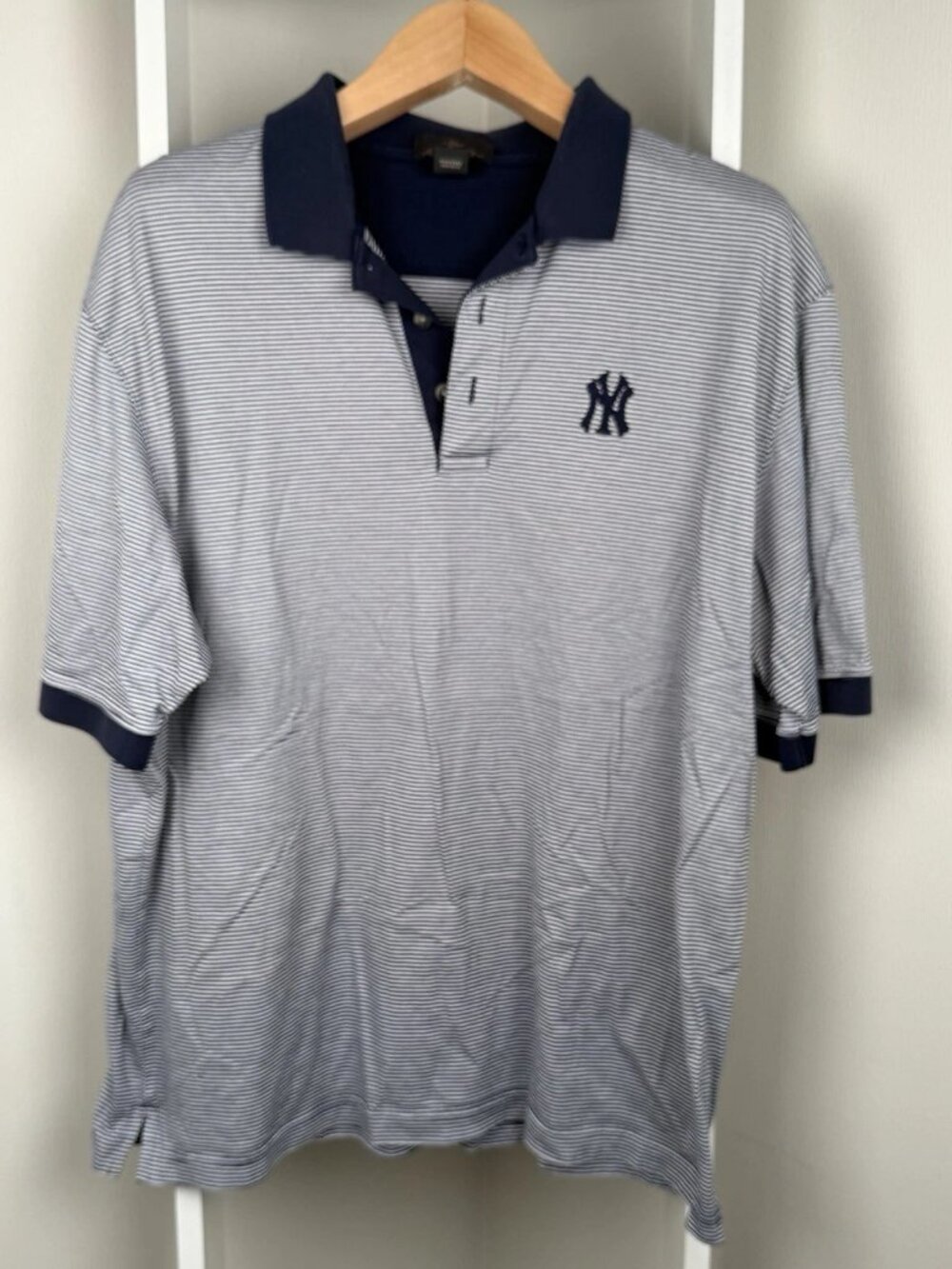 Antigua Yankees MLB Knit Polo Shirt Mens XL Blue